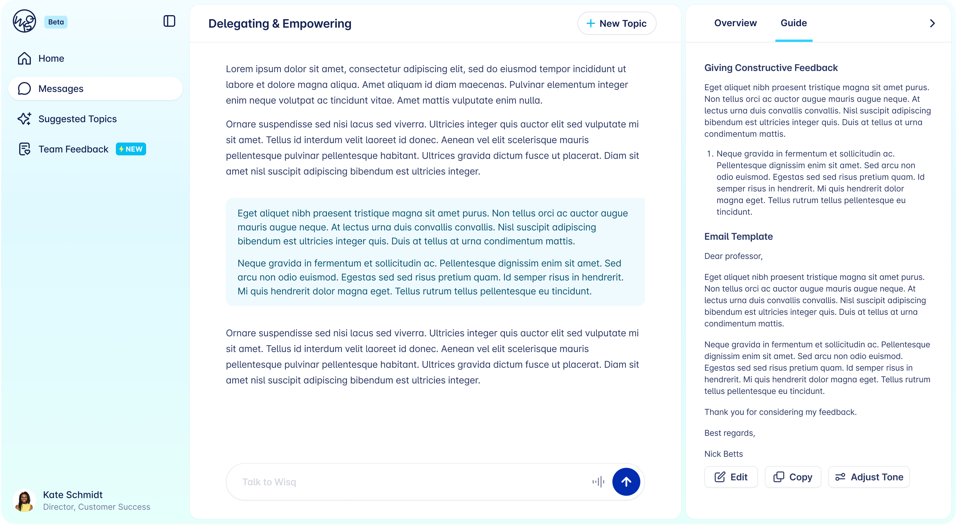 Wisq design iteration exploring tone controls within Guide.